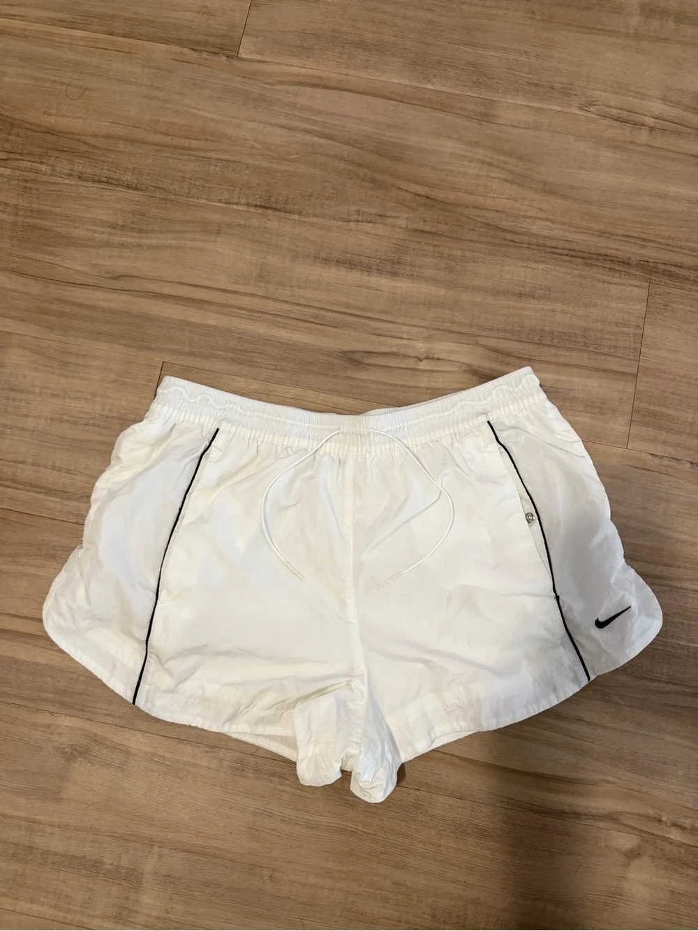 Nike White Women's Running Shorts with Black Piping